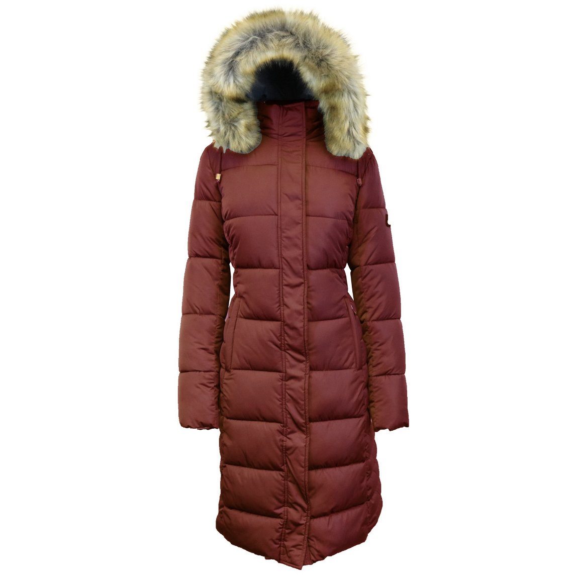 Long Heavyweight Parka Jacket with Faux-Fur Hood Burgundy Jackets & Coats refund_fee:2200