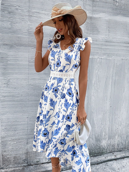 Sally Summer Casual Floral Print Midi Dress