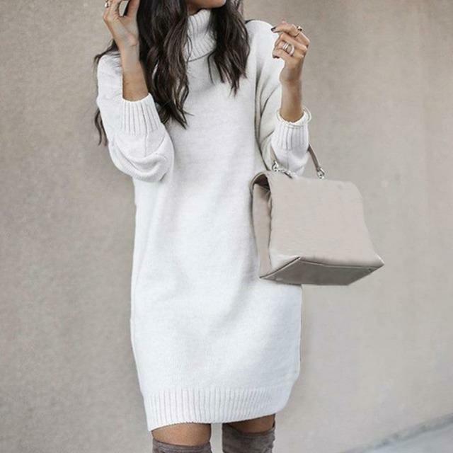 Elegant Solid Color Knitted Dress White Best Sellings casual dresses clothes Plus Size Sale short dresses Topseller