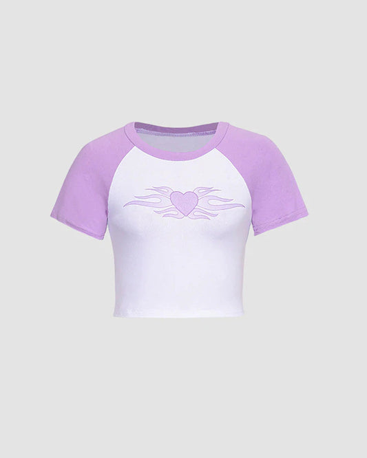 Pastel Flaming Heart Raglan Top