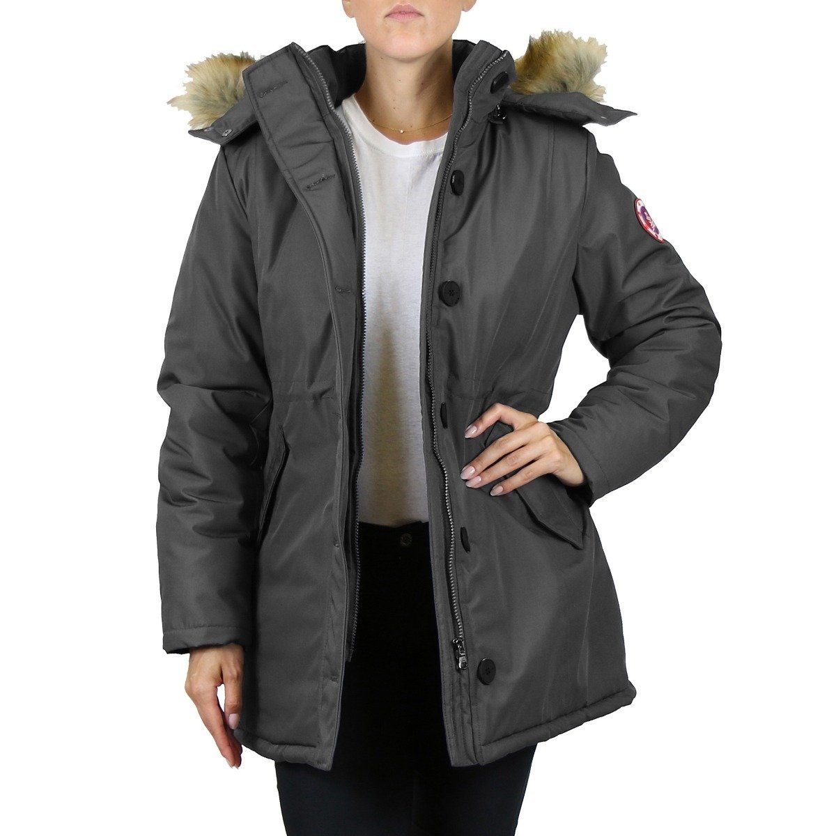 Spire By Galaxy Heavyweight Women's Parka with Hood Stormy Charcoal __stock:50 Jackets & Coats refund_fee:1800