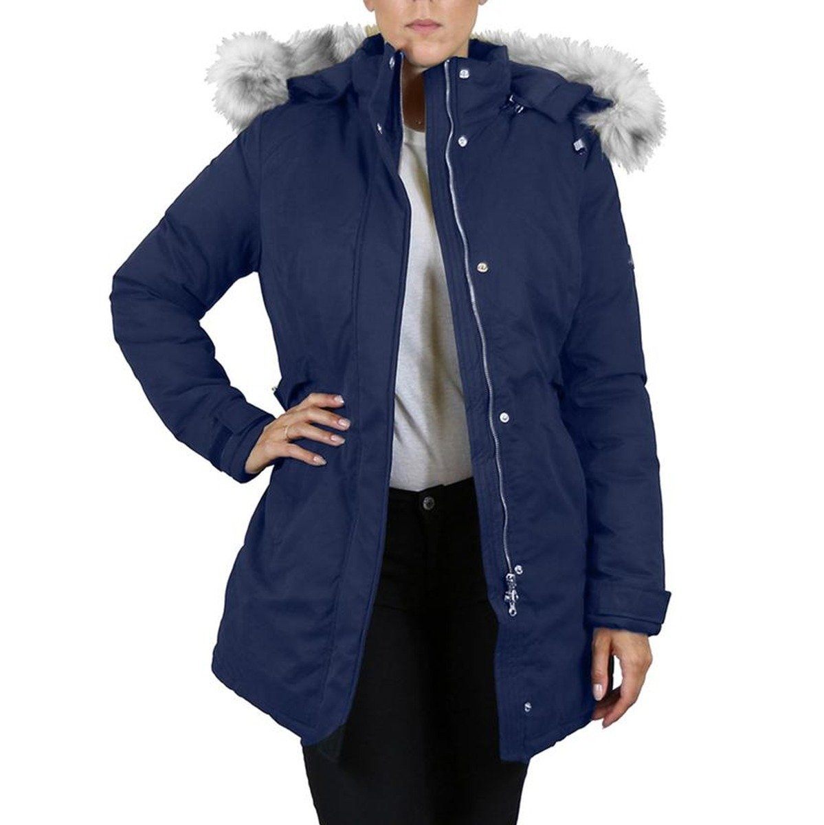 Spire By Galaxy Heavyweight Women's Parka with Hood Navy __stock:50 Jackets & Coats refund_fee:1800