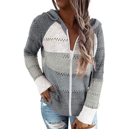 Women Casual Long Sleeve Zip Up Hooded Sweatshirt Hoodies Gray __stock:200 Jackets & Coats refund_fee:1200