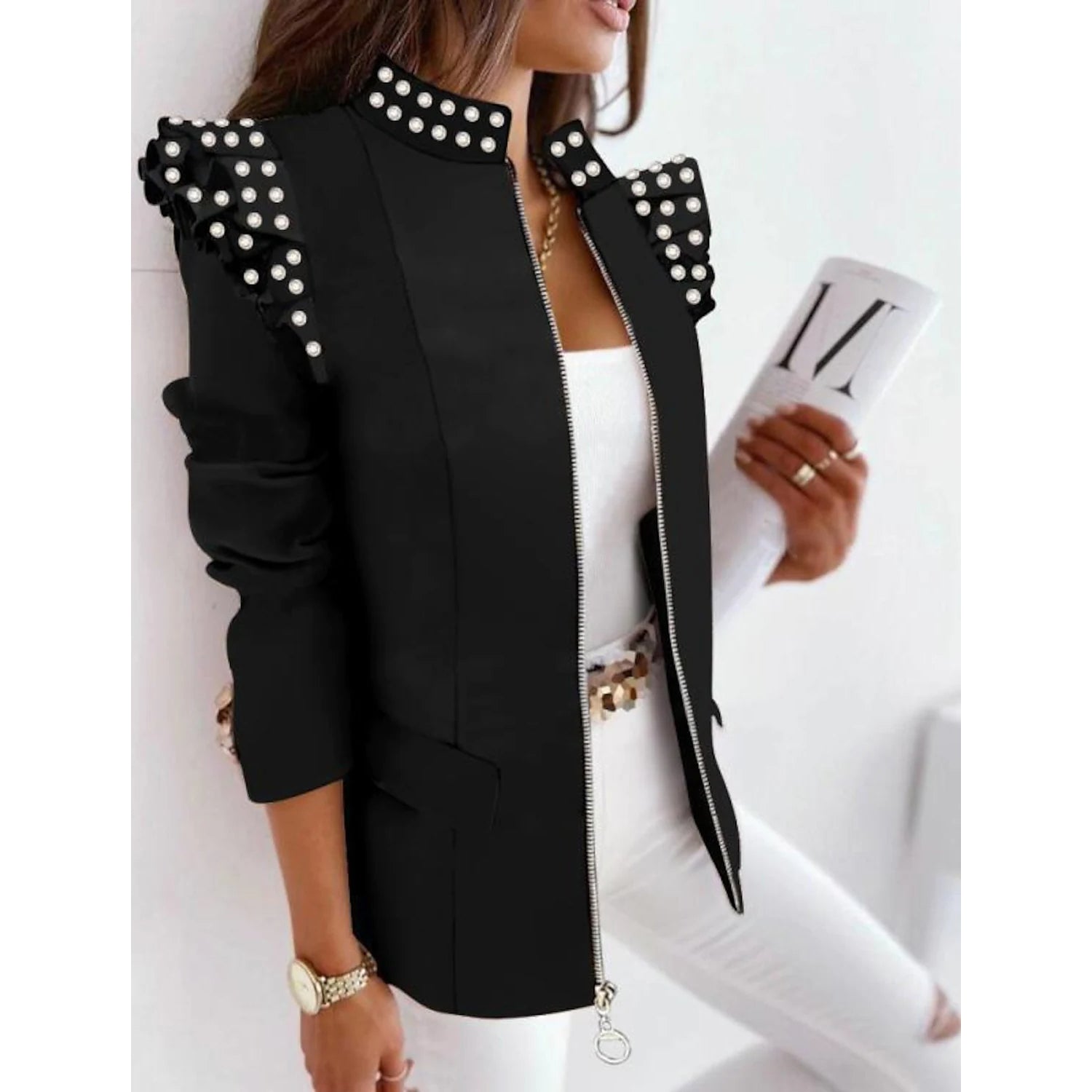 Women's Blazer Formal Casual Black __stock:200 Jackets & Coats refund_fee:1200