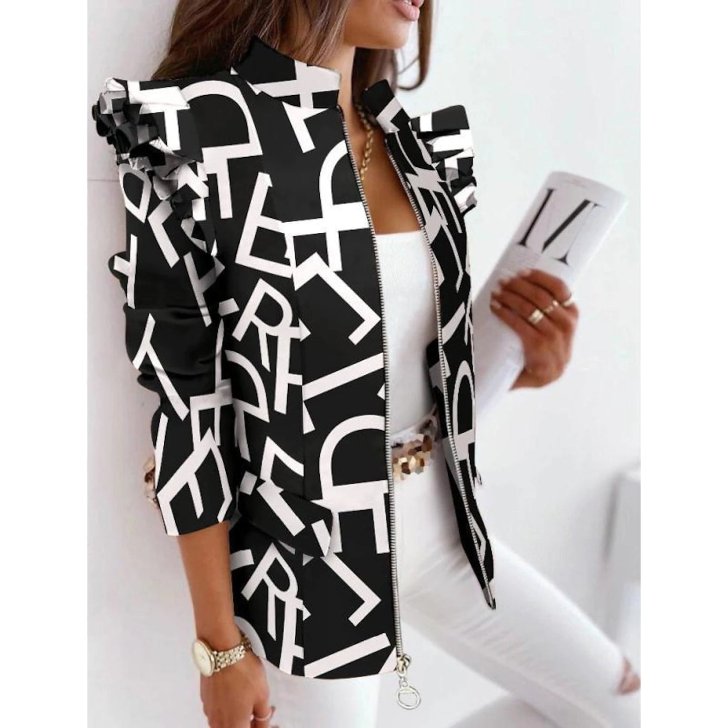 Women's Blazer Formal Casual White __stock:200 Jackets & Coats refund_fee:1200