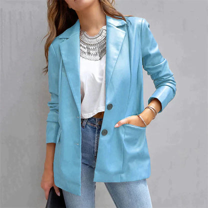 Women's Blazer Warm Breathable Outdoor Office Street Pocket Single Breasted Turndown