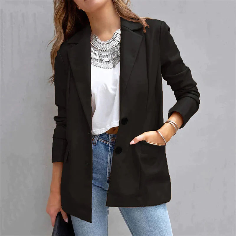 Women's Blazer Warm Breathable Outdoor Office Street Pocket Single Breasted Turndown