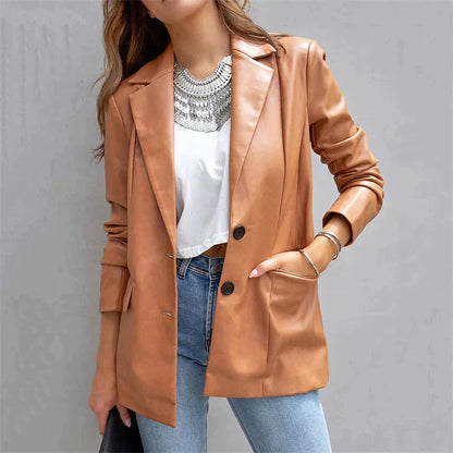 Women's Blazer Warm Breathable Outdoor Office Street Pocket Single Breasted Turndown