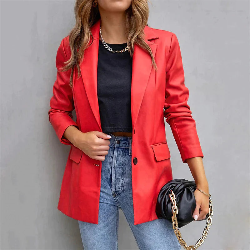 Women's Blazer Warm Breathable Outdoor Office Street Pocket Single Breasted Turndown