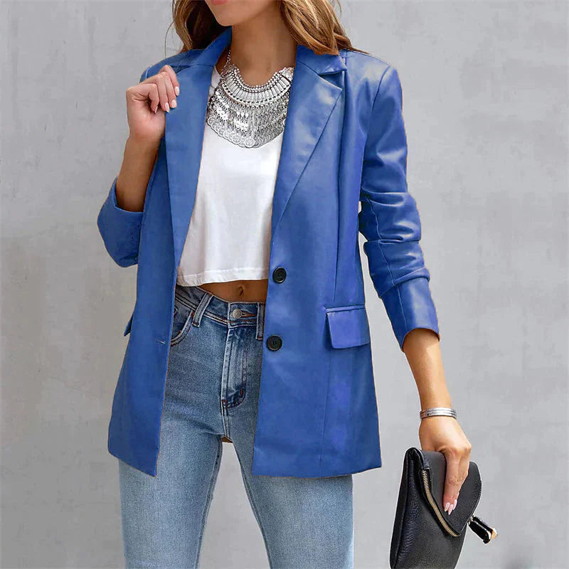 Women's Blazer Warm Breathable Outdoor Office Street Pocket Single Breasted Turndown Dark Blue __stock:200 Jackets & Coats refund_fee:1200