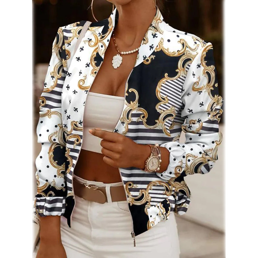 Women's Bomber Jacket Casual White/Black __stock:200 Jackets & Coats refund_fee:1200