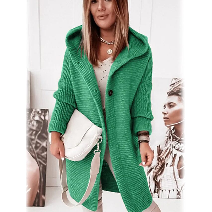 Women's Button Knitted Cardigan Sweater Green __stock:200 Jackets & Coats refund_fee:1200