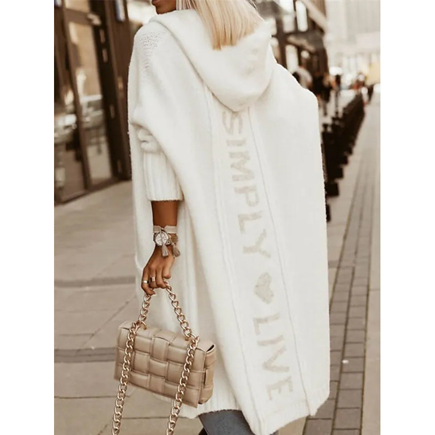 Women's Cardigan Knitted Letter Personalized Stylish Casual Long Sleeve White __stock:200 Jackets & Coats refund_fee:1800