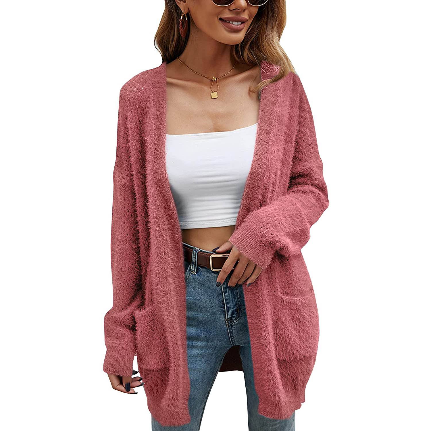 Women's Cardigan Knitted Sweater Jacket Red __stock:500 Jackets & Coats refund_fee:1200