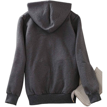 Women's Casual Winter Warm Sherpa Lined Zip Up Hooded Sweatshirt Jacket