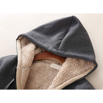 Women's Casual Winter Warm Sherpa Lined Zip Up Hooded Sweatshirt Jacket