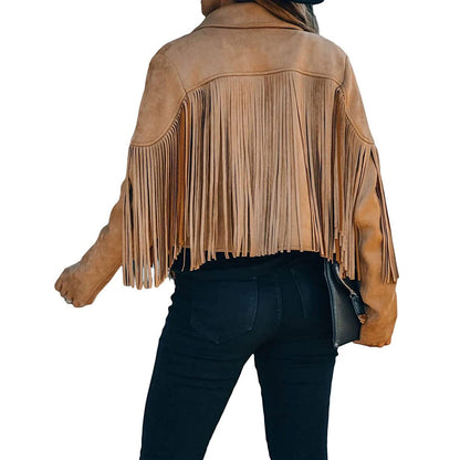 Women's Chic Cropped Tassel Jacket