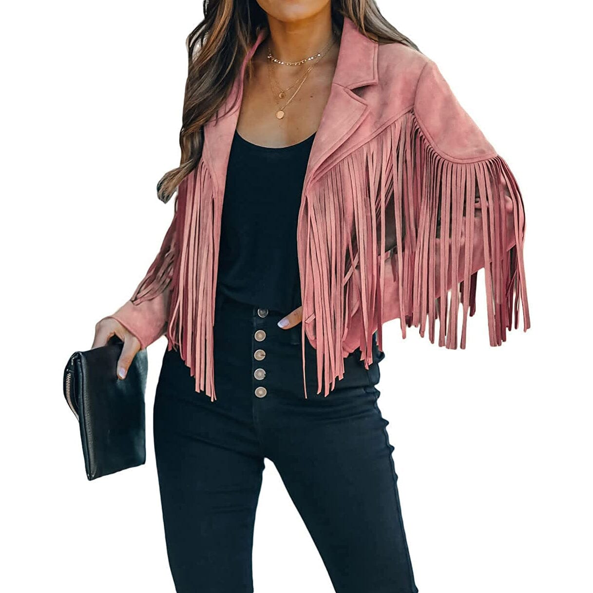 Women's Chic Cropped Tassel Jacket Pink __stock:200 Jackets & Coats refund_fee:1200