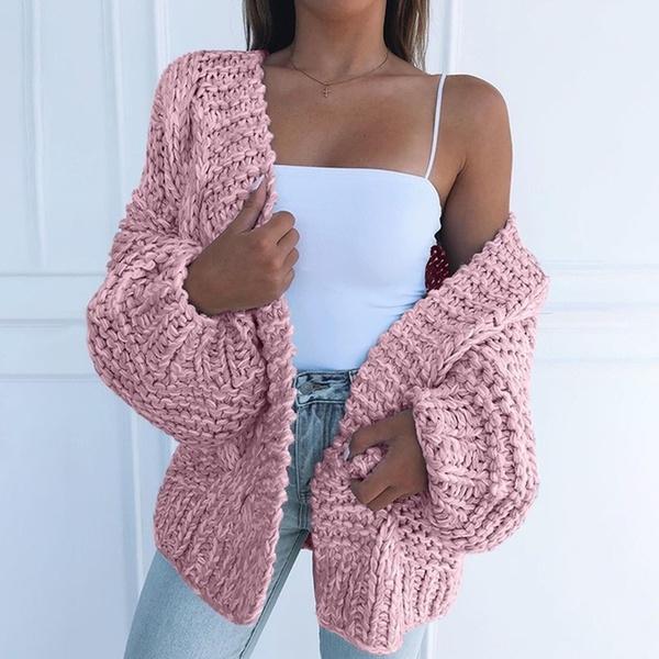 Women's Fashion Cable Knit Cardigan Pink __stock:50 Jackets & Coats refund_fee:1200