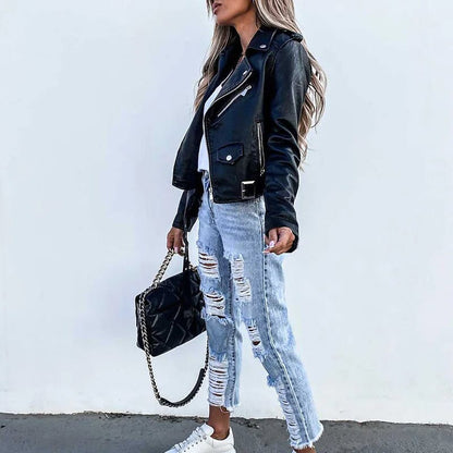 Women's Faux Modern Street Style Leather Jacket