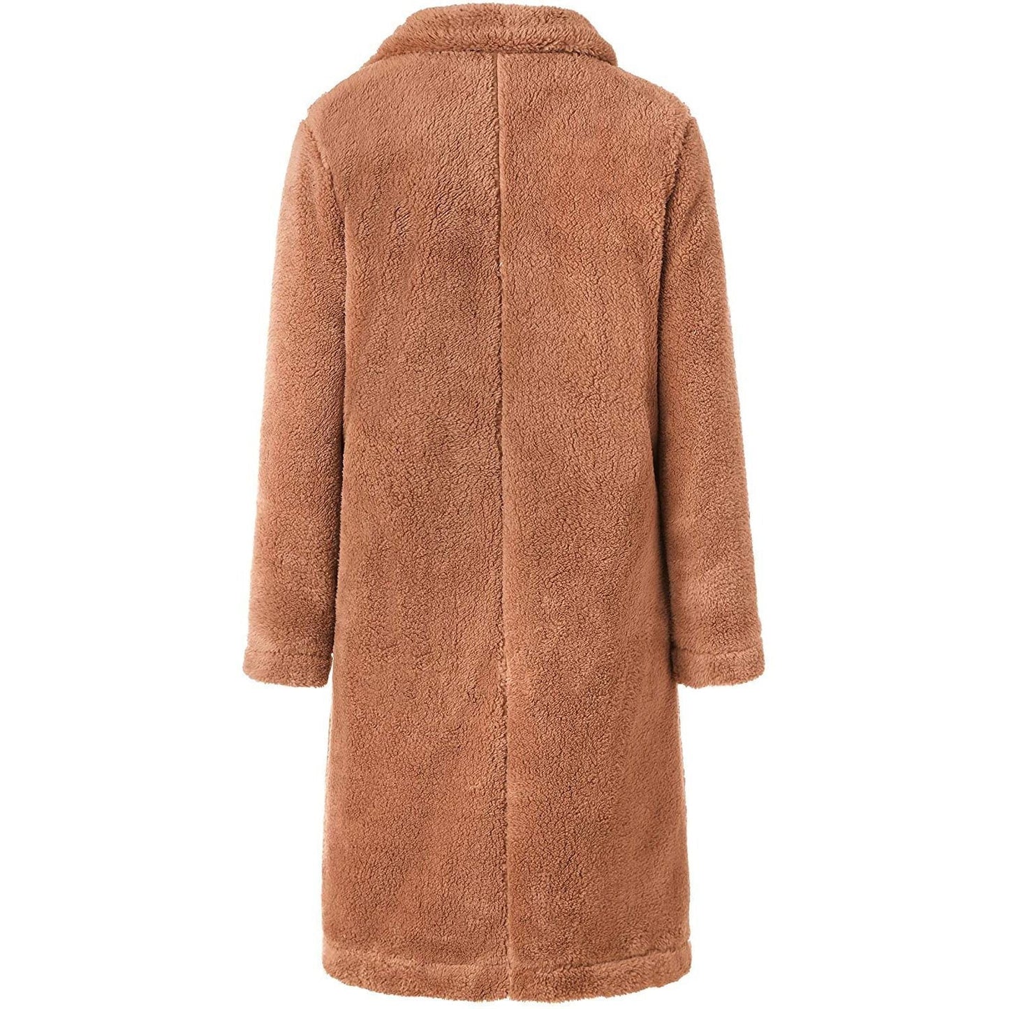 Women's Fuzzy Fleece Lapel Open Front Long Cardigan Coat