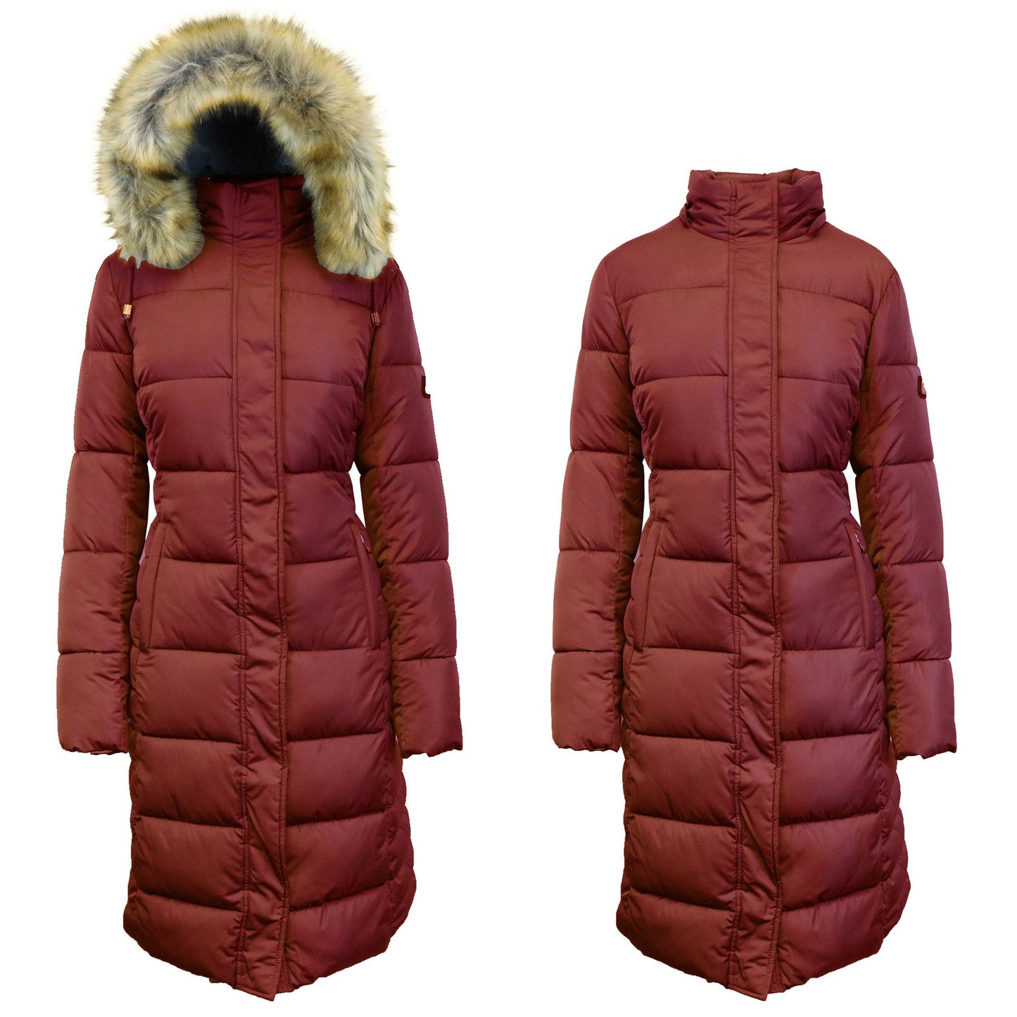 Womens Heavyweight Long Parka Jacket Coat Burgundy __stock:50 Jackets & Coats refund_fee:2200