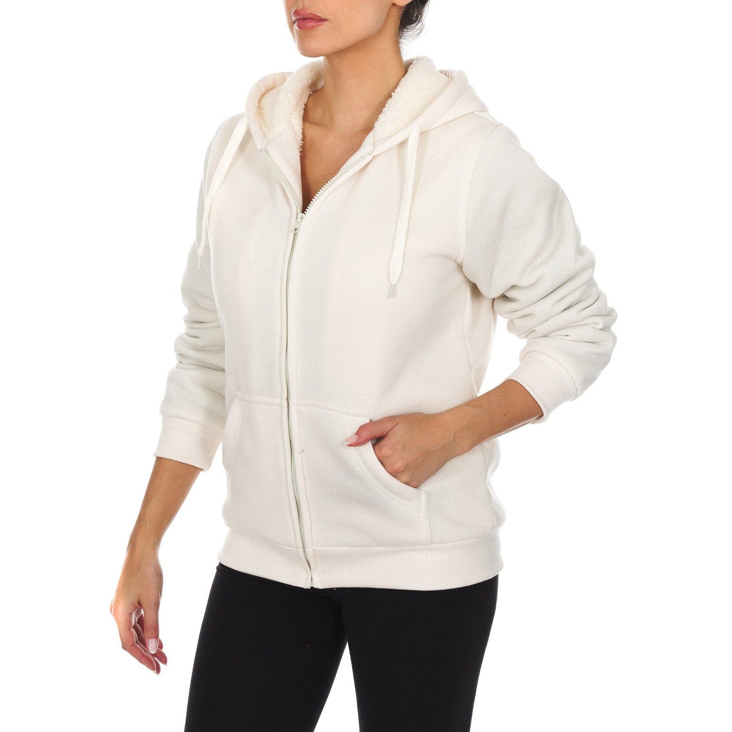 Women's Inner and Outer Sherpa Hoodie Sweatshirt Jacket