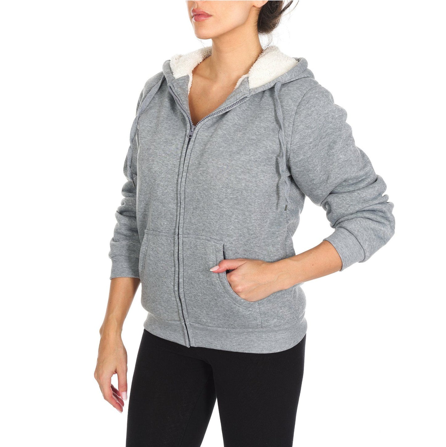 Women's Inner and Outer Sherpa Hoodie Sweatshirt Jacket