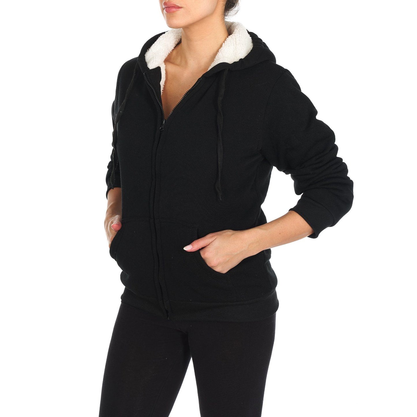 Women's Inner and Outer Sherpa Hoodie Sweatshirt Jacket