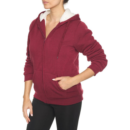 Women's Inner and Outer Sherpa Hoodie Sweatshirt Jacket