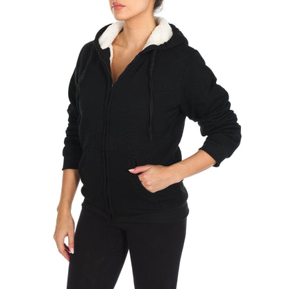 Women's Inner and Outer Sherpa Hoodie Sweatshirt Jacket