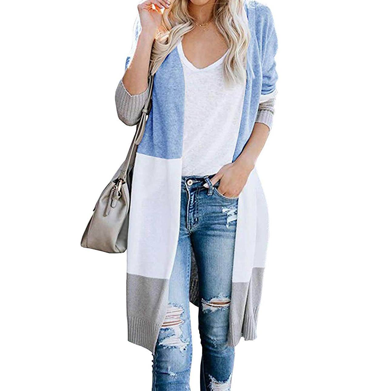 Women's Long Cardigan Sweater Coat Blue __stock:500 Jackets & Coats refund_fee:1200 show-color-swatches