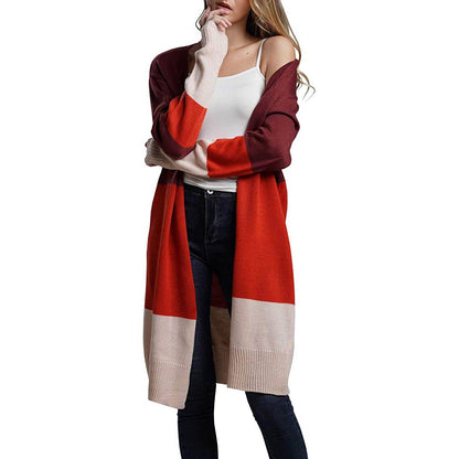 Women's Long Cardigan Sweater Coat Orange __stock:500 Jackets & Coats refund_fee:1200 show-color-swatches