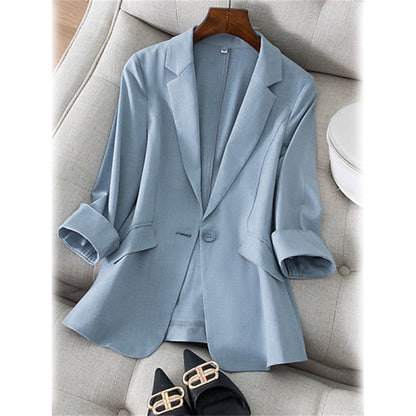 Women's Long Sleeve Pocket Casual Blazer Blue __stock:200 Jackets & Coats refund_fee:1200