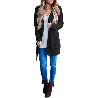 Women's Long Sleeve Soft Chunky Knit Sweater Coat