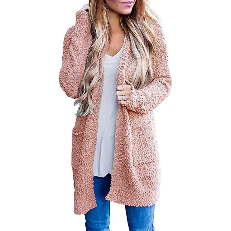 Women's Long Sleeve Soft Chunky Knit Sweater Coat Pink __stock:500 Jackets & Coats refund_fee:1200