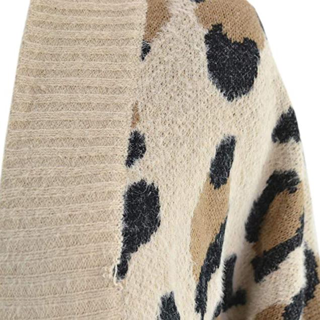 Women's Long Sleeves Leopard Print Knitting Cardigan