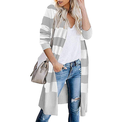 Women’s Open Front Long Cardigan Long Sleeves Lightweight Knit Fall Sweater Gray __stock:500 Jackets & Coats refund_fee:1200