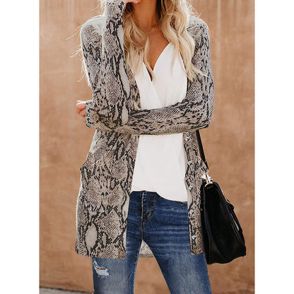 Women's  Open Front Printed Cardigans Sweaters Thin Coats Jackets Outerwear