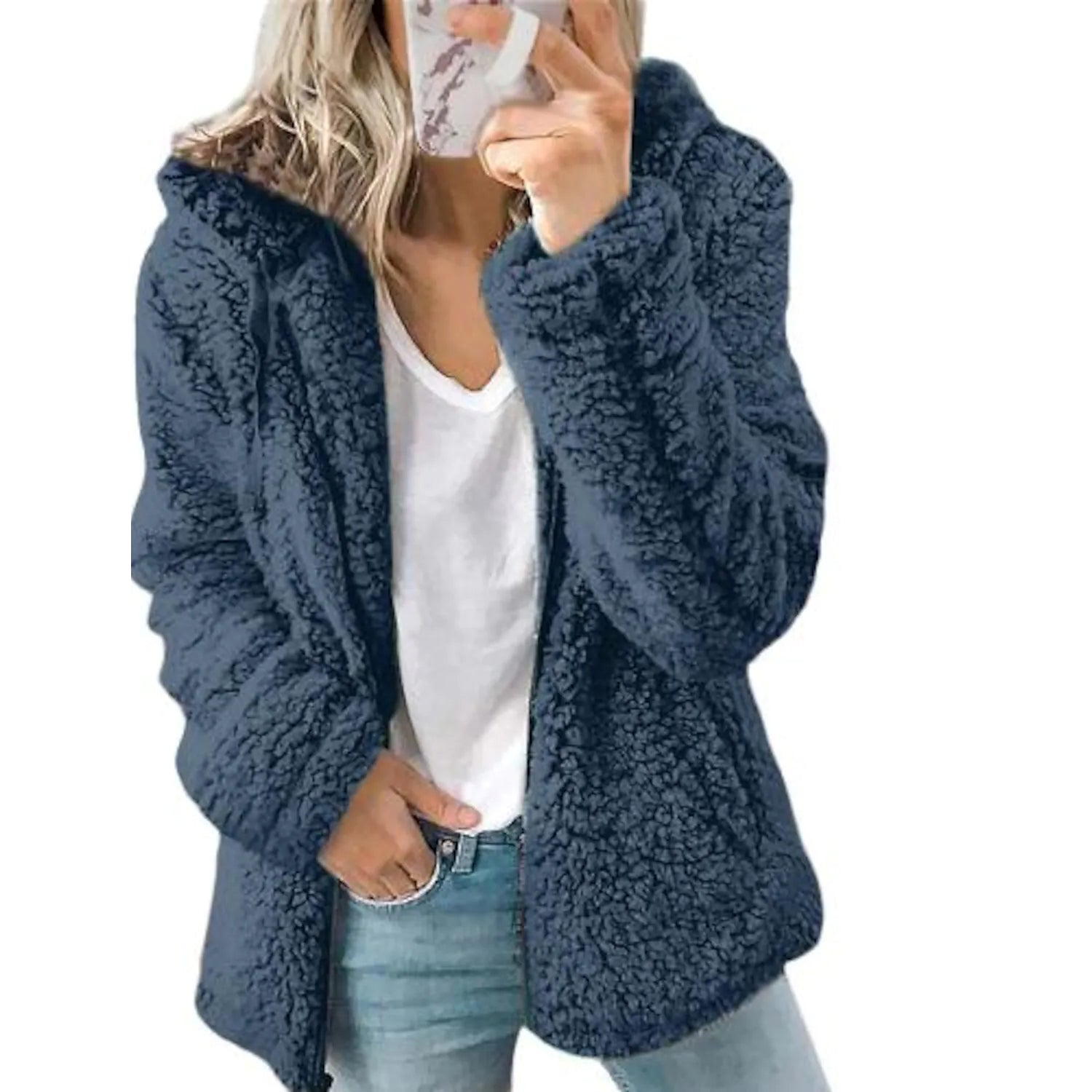 Women's Plus Size Hoodie Coat Long Sleeve Blue __stock:200 Jackets & Coats refund_fee:1200