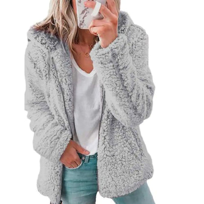 Women's Plus Size Hoodie Coat Long Sleeve Light Gray __stock:200 Jackets & Coats refund_fee:1200