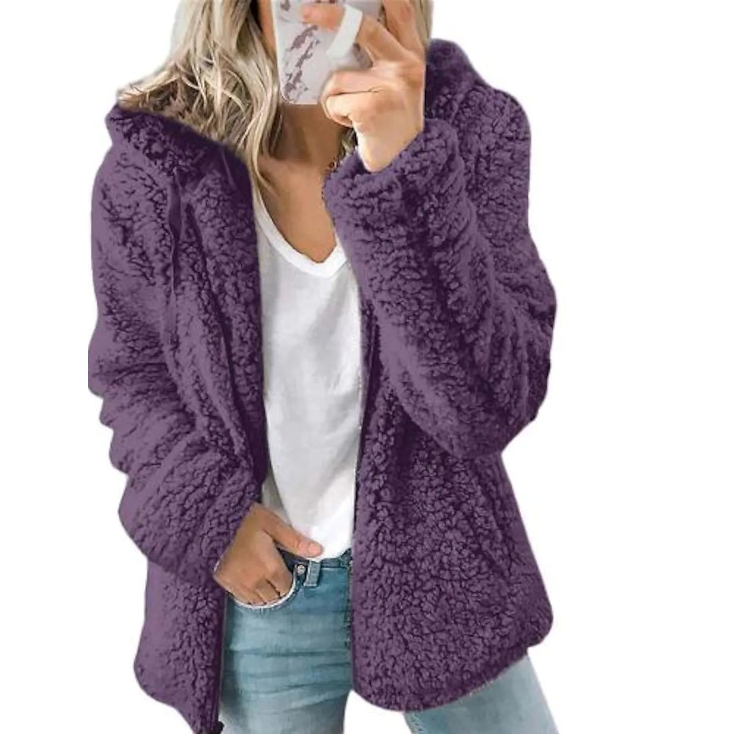 Women's Plus Size Hoodie Coat Long Sleeve Purple __stock:200 Jackets & Coats refund_fee:1200