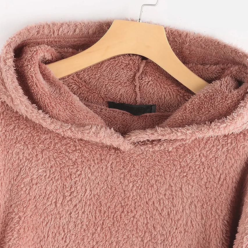 Women's Teddy Coat Cat Animal Front Pocket Hoodies