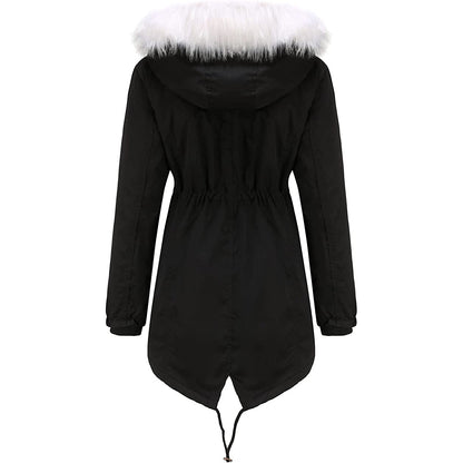 Women's Thick Warm Fleece Lined Winter Coat Jacket Parka with Fluffy Hood