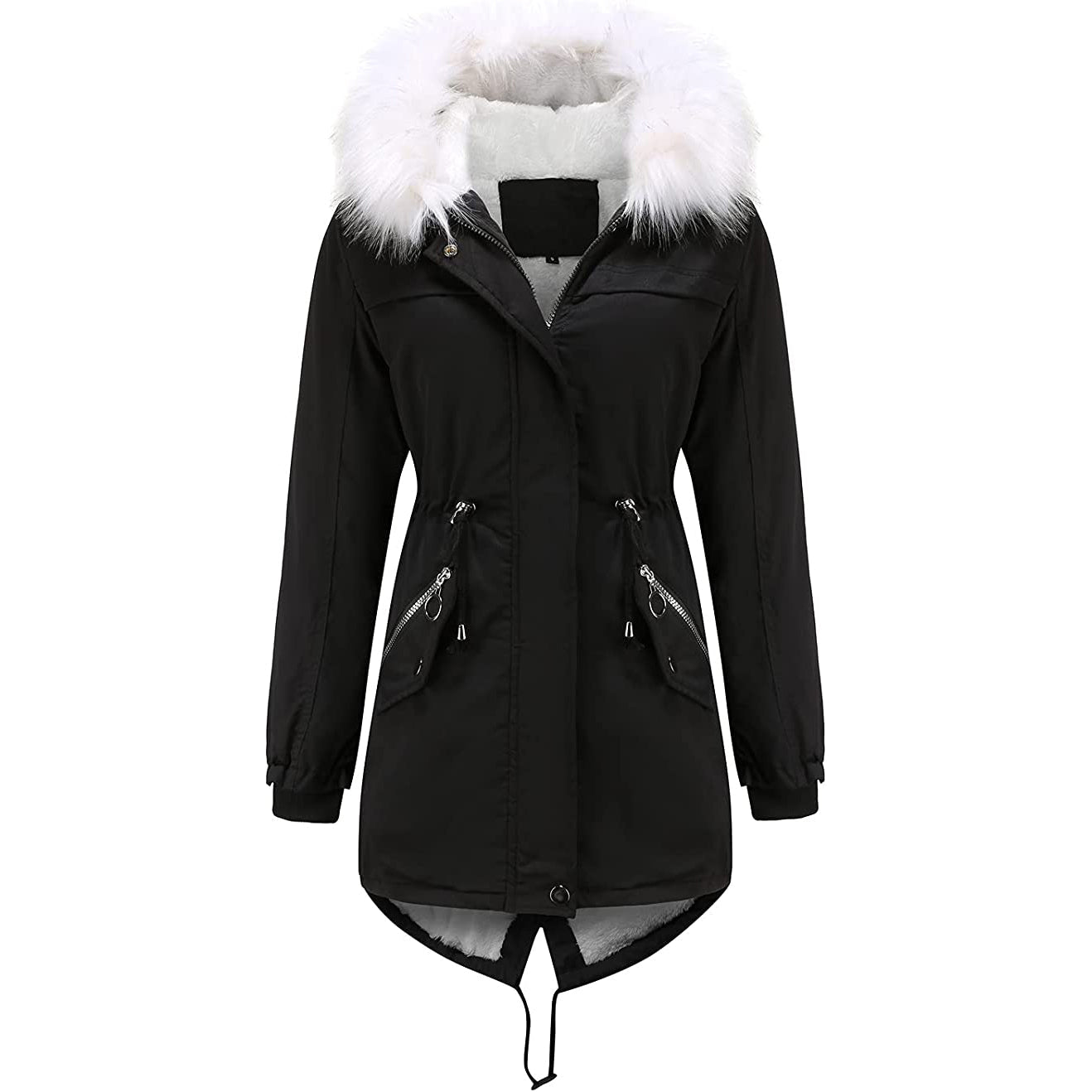 Women's Thick Warm Fleece Lined Winter Coat Jacket Parka with Fluffy Hood __stock:50 Jackets & Coats refund_fee:2200