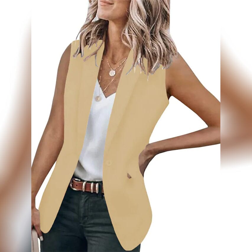 Women's Vest Regular Coat Apricot __stock:200 Jackets & Coats refund_fee:1200