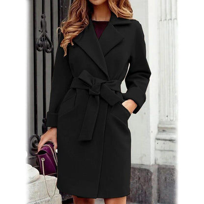 Women's Winter Fall Long Coat Black __stock:200 Jackets & Coats refund_fee:1200