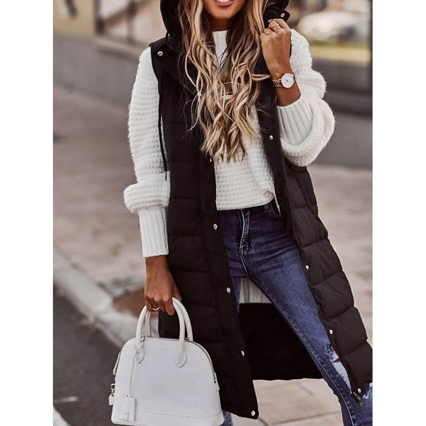 Women's Winter Jacket Vest Long Coat Regular Fit Black __stock:200 Jackets & Coats refund_fee:1200