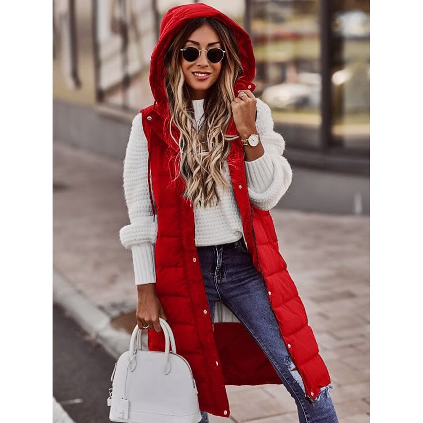 Women's Winter Jacket Vest Long Coat Regular Fit Red __stock:200 Jackets & Coats refund_fee:1200