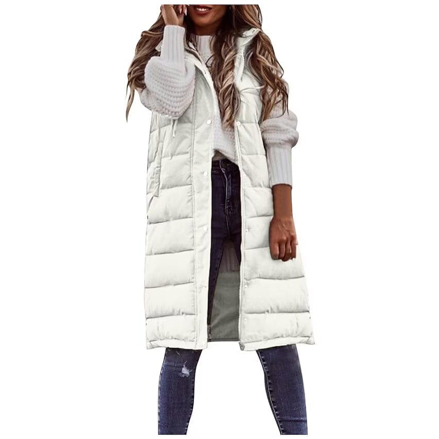 Women's Winter Jacket Vest Long Coat Regular Fit White __stock:200 Jackets & Coats refund_fee:1200